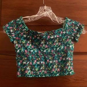 H & M divided brand crop floral top